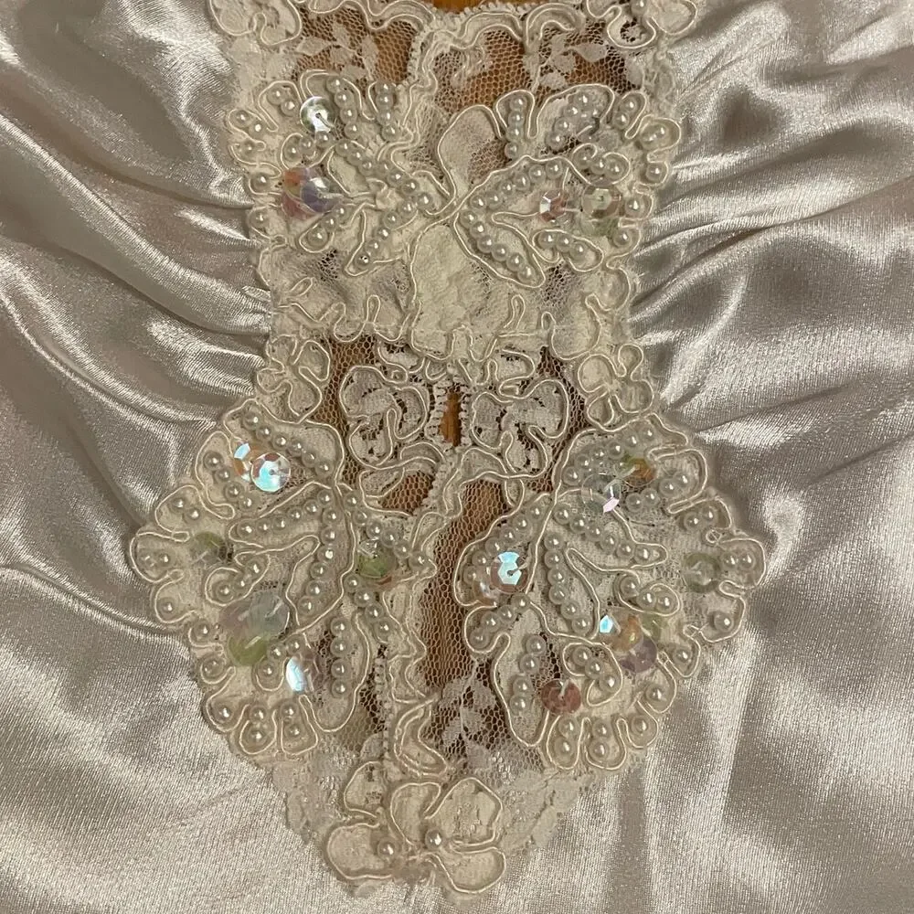 Vintage Deadstock Victoria’s Secret Satin Bridal Nightgown | Pearls, Sequins, M